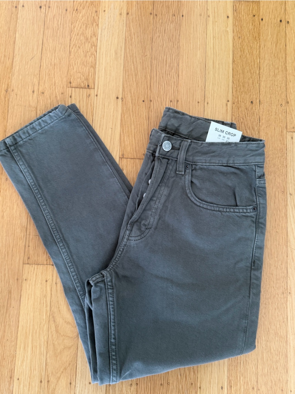Zara Slim Crop Men’s Jeans in Charcoal Gray